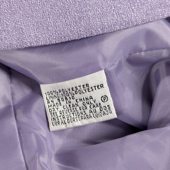 Le Suit Blazer Skirt Set Womens 8 Purple Short Sleeve Button Up Preppy Office - Picture 5 of 13